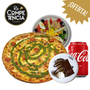 MENU 3 – Pizza o Espaguetis o Lasagna + ensalada + postre o refresco 33cL