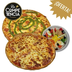 MENU 4 – Pizza de la Casa + Pizza o Lasagna + Ensalada mixta